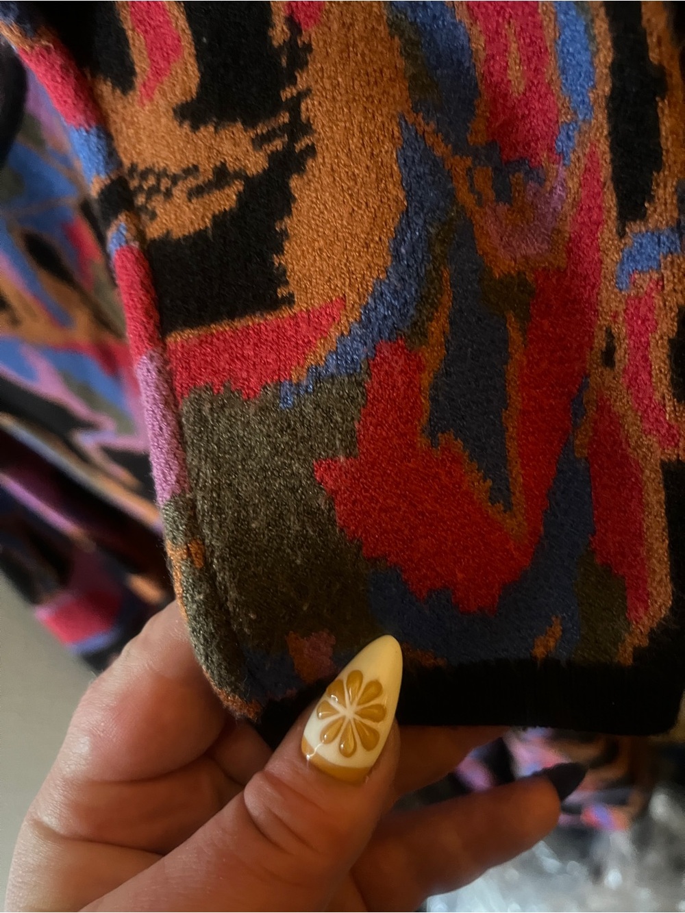 Farm Rio maxi long sleeve sweater dress with colorful horse print, keyhole back - Picture 6 of 7